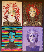 Load image into Gallery viewer, Four differently stitched faces
