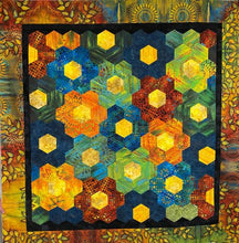 Load image into Gallery viewer, Colorful hexagonal quilt with a geometric pattern on a textured background