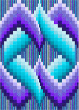 Load image into Gallery viewer, Pixelated butterfly design with blue and purple hues on a patterned background
