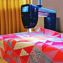 Load image into Gallery viewer, Sewing machine on a colorful quilt with a blurred background
