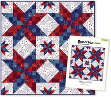 Load image into Gallery viewer, Quilt with red, white, and blue pattern and a Benartex fabric swatch.
