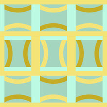 Load image into Gallery viewer, Pattern of gold geometric shapes on a teal background
