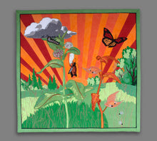 Load image into Gallery viewer, Colorful artwork with butterflies, flowers, and a striped background
