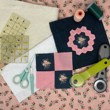 Load image into Gallery viewer, various quilting tools on top of quilt square
