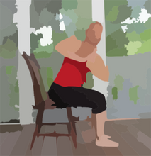 Load image into Gallery viewer, illustration of person sitting on a chair doing hand yoga
