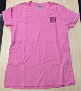 V-Neck T-Shirt (light pink shirt with light purple logo)