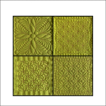 Load image into Gallery viewer, gold fabric with various stitch patterns
